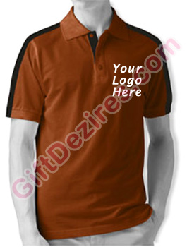 Designer Chestnut Brown and Black Color Company Logo T Shirts